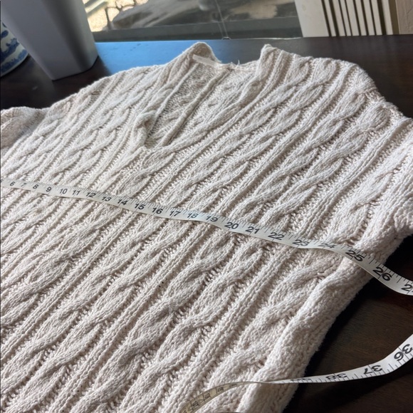 Free People Cream V-Neck Cable Knit Sweater - Picture 3 of 6